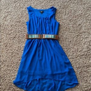 High low sz M blue dress with belt